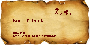 Kurz Albert névjegykártya